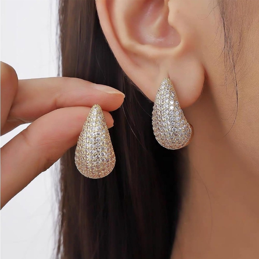 Gold Drop Cubic Zirconia Earrings